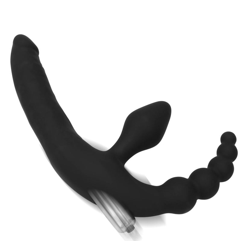 Experience Intense Pleasure with our Multi-Head Vibrator Dildo - Waterproof, Easy to Clean and Ten-Frequency for Vagina and Anal Play, Perfect Sex Toy for Women in Black Silicone