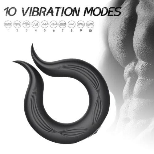 Enhance Your Pleasure with Waterproof Ten-Frequency Silicone Penis Ring Vibrator - Delay Stimulator for Men - Black - Perfect Adult Electric Sex Toy