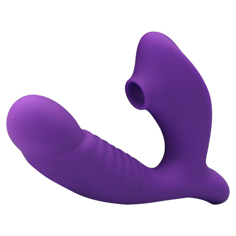 Experience Ultimate Pleasure with our 2-in-1 Purple Sex Toy - Women's Vibrator, G-Spot Stimulator, Dildo & Clit Sucker - Perfect for Adults