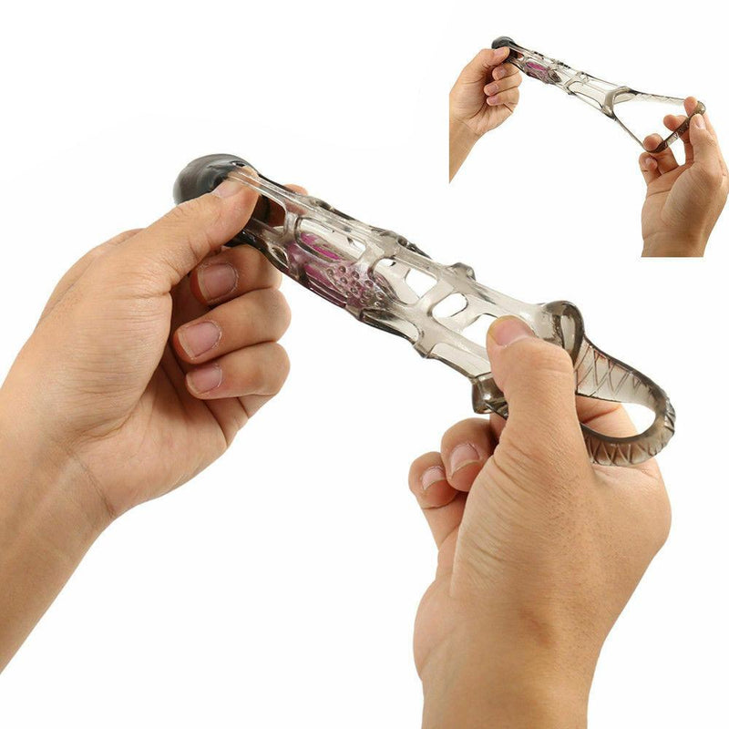 Experience Intense Pleasure with our Vibrating Thick Cock Enhancer Sleeve - The Ultimate Sex Toy for Men