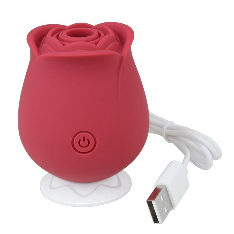 Experience Ultimate Pleasure with our Red Rose Dildo Vibrator - 10 Suction Modes, Clit Licking Sucker, and G-spot Stimulator - the Perfect Sex Toy for Women