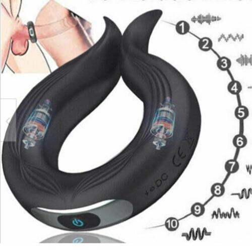 Enhance Your Pleasure with Waterproof Ten-Frequency Silicone Penis Ring Vibrator - Delay Stimulator for Men - Black - Perfect Adult Electric Sex Toy