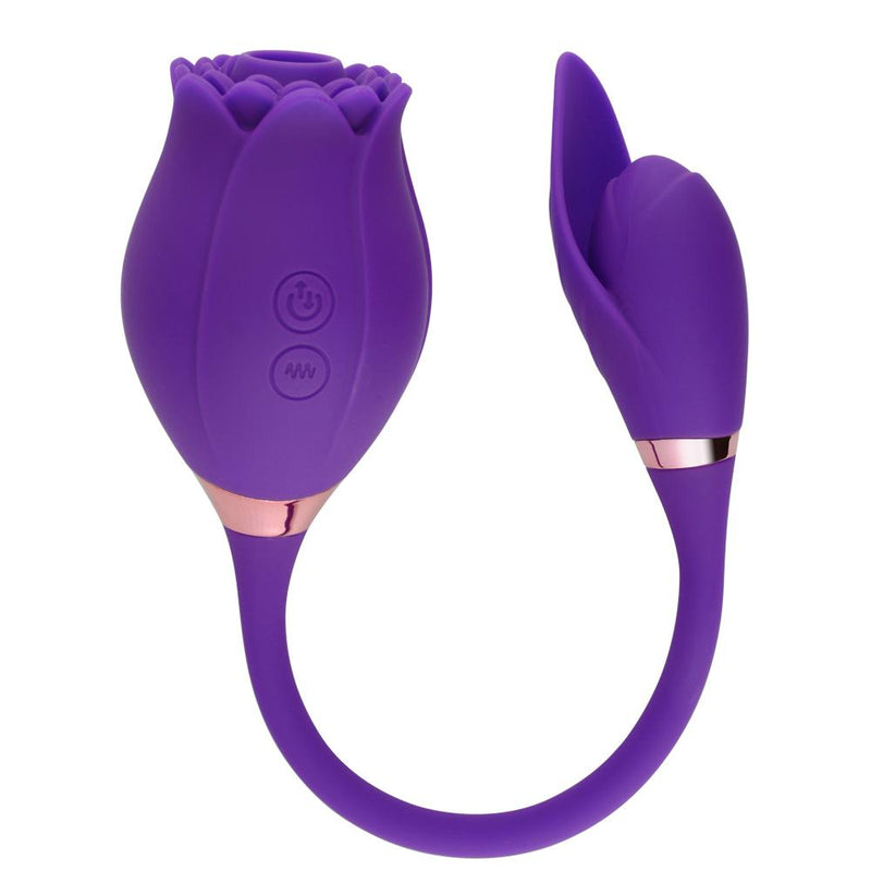 Experience Intense Pleasure with our 2-in-1 Rose Clit Vibrator and G-spot Stimulator - 20 Vibration & Sucking Modes, Oral Licking and Telescopic Dildo - Perfect Sex Toy for Women - Available in Red, Purple, and Pink