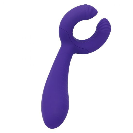 Vibrator Clip Clit Stimulation Dildo Nipples stimulator Silicone Triple Vibrator Couples Vibrator with 7 Modes for sex women men， Purple