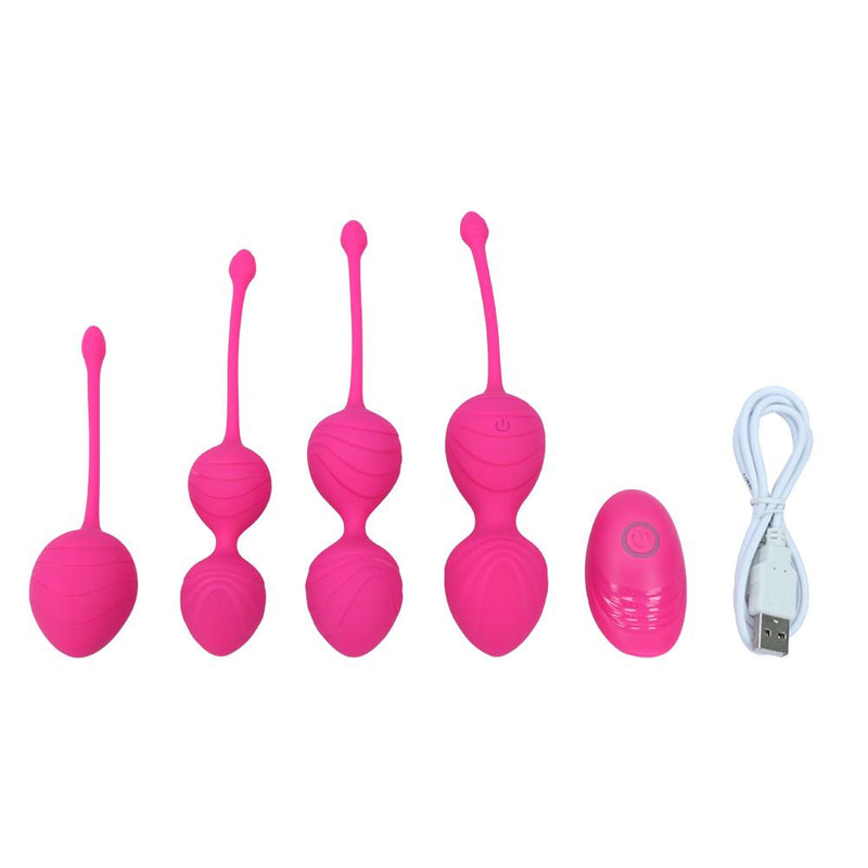 Experience Ultimate Sensual Pleasure with our Waterproof Silicone Pelvic Exercise Ball Set - 4 sizes & remote control for optimal vaginal tightness