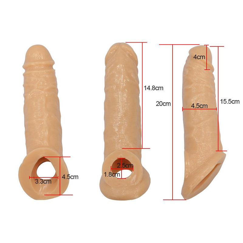 Enhance Your Sexual Experience with Safe and Realistic Silicone Penis Sleeve - Male Extender, Reusable Condom, and Enlarger Sex Toy for Men - A Must-Have Product on Amazon