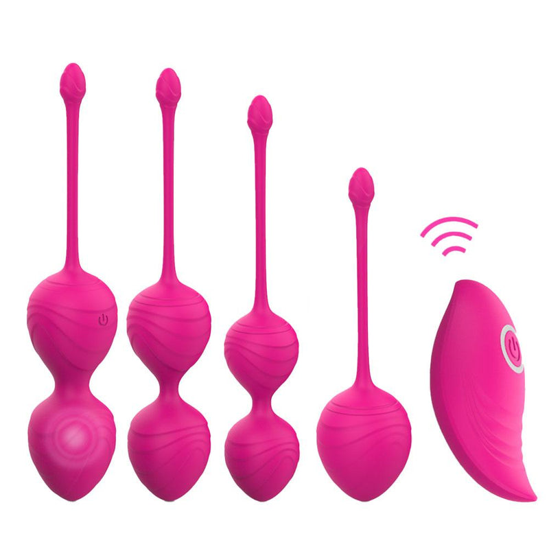 Experience Ultimate Sensual Pleasure with our Waterproof Silicone Pelvic Exercise Ball Set - 4 sizes & remote control for optimal vaginal tightness