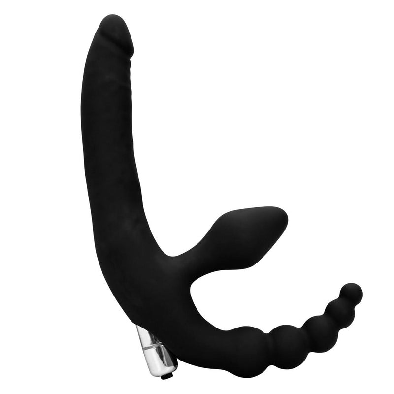 Experience Intense Pleasure with our Multi-Head Vibrator Dildo - Waterproof, Easy to Clean and Ten-Frequency for Vagina and Anal Play, Perfect Sex Toy for Women in Black Silicone