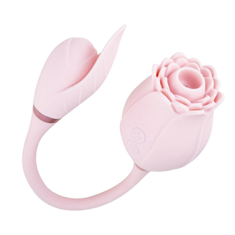 Experience Intense Pleasure with our 2-in-1 Rose Clit Vibrator and G-spot Stimulator - 20 Vibration & Sucking Modes, Oral Licking and Telescopic Dildo - Perfect Sex Toy for Women - Available in Red, Purple, and Pink