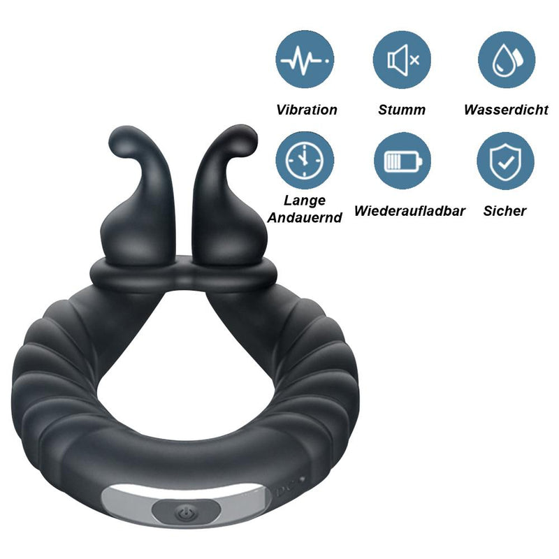 Ultimate Pleasure for Men: Waterproof Penis Cock Ring with Powerful Vibrating Clit Stimulator Promotes Longer Lasting, Harder Erections and Delays Ejaculation - Lightweight Sex Toy