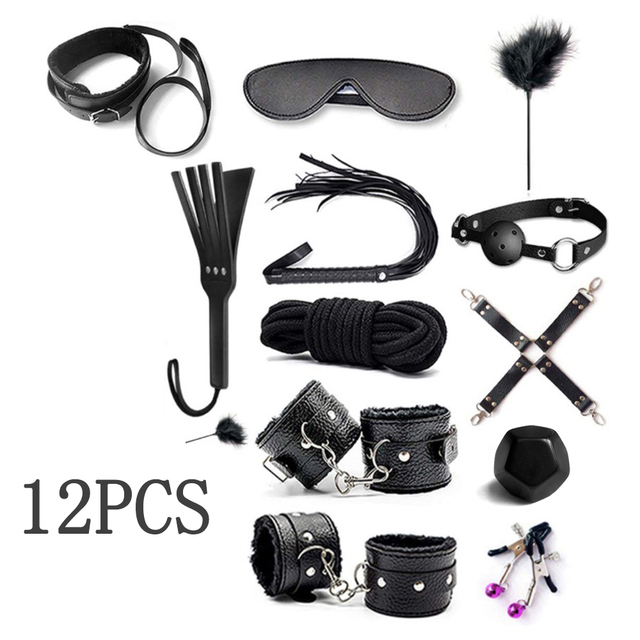 SM BDSM Kits Adults Sex Toys For Women Men Handcuffs Nipple Clamps Whip Spanking Sex Metal