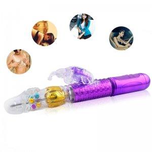 Waterproof multi-speed thrust vibrator clitoral butterfly massager