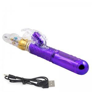 Waterproof multi-speed thrust vibrator clitoral butterfly massager