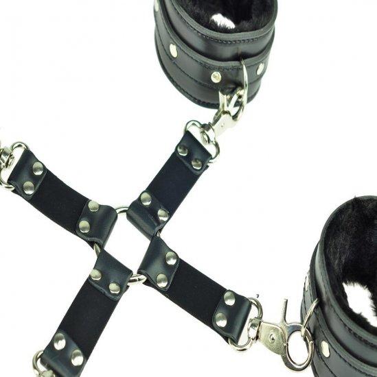 Faux leather wrist and ankle bondage fetish kit restraint cuffs