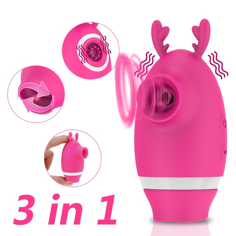 Sucking & Licking Vibrator Clitoris Stimulator Nipples Massage Clit Sucker Tongue Blowjob Cunnilingus 3 in 1 Sex Toys for Women