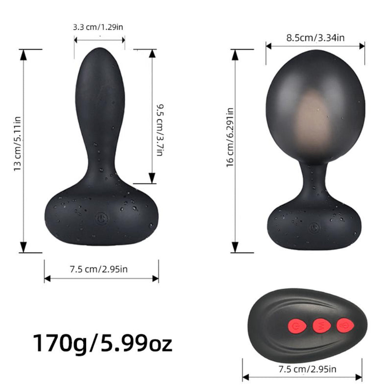 Male Anal Plug Prostate Massage Inflatable Expansion Wireless Remote Vibrator Gay