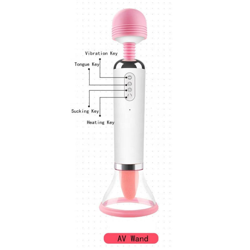 Av Wand Tongue Clitoral Sucking Vibrator With Heating 12Tongue Licking Modes