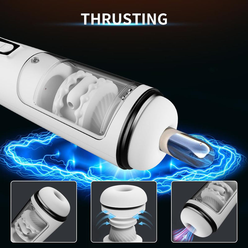 Sucking Masturbator Cup Male Vacuum Telescopic Rotation Heating Real Pussy Fast Orgasm Machine