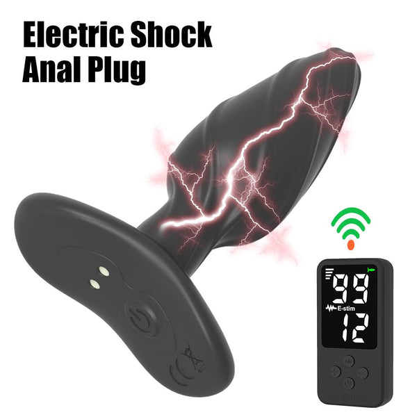 Electric Shock Anal Plug Sex Toys G-Spot Vaginal Massager Wireless Remote Control 12 Modes