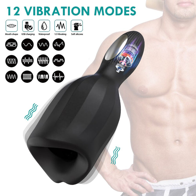 Penis Delay Trainer Male Masturbator Vibrator Automatic Oral Climax Sex Glans Stimulate Massager Sex Toys for Men