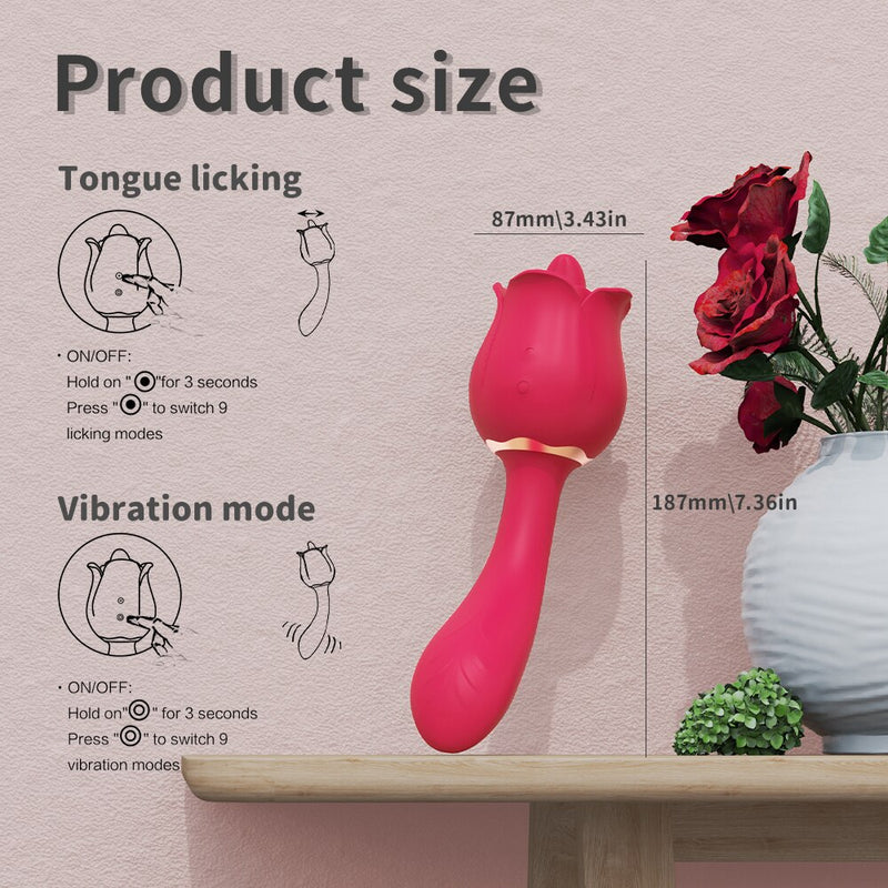 Tongue Licking Vibrator 2 In 1 Butt Plug for Couple Dildo G spot Clitoral Stimulator