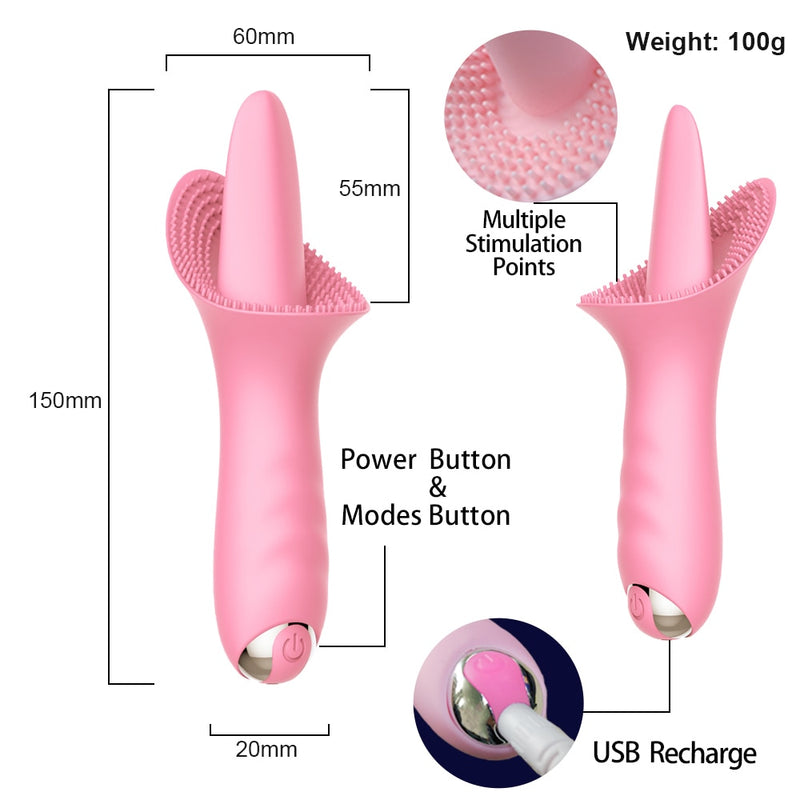 Tongue Licking G Spot Clitoral Vibrator Clit Tickler Sex Toy for Women 10 Pattern Vibrating Vaginal Massage