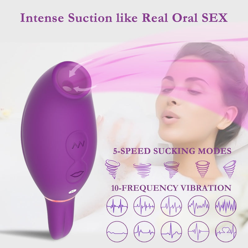 Silicone Oral Sucking Vibrator Tongue Licking 10 Vibrating Sex Toys for Women Nipple Clitoral Stimulator