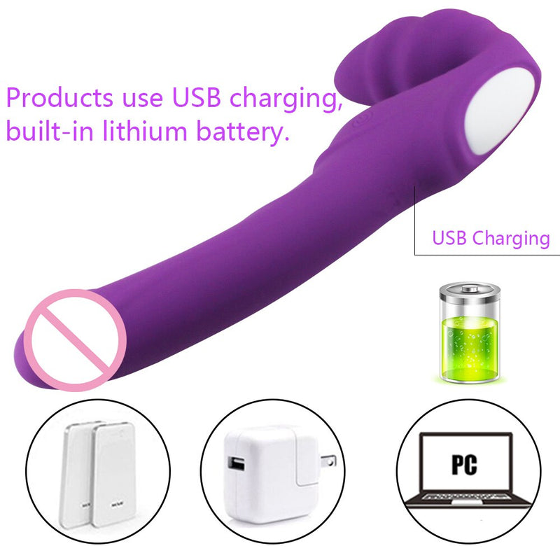 Strapless Strap on Realistic Dildo Vibrator Massager Lesbian Double Side Massager