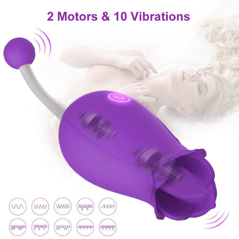 Flower Tongue Vibrator 10 Frequency Clitoris Stimulatior Vaginal Nipple Massager