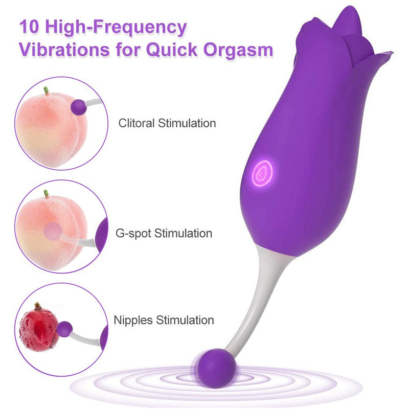 Flower Tongue Vibrator 10 Frequency Clitoris Stimulatior Vaginal Nipple Massager