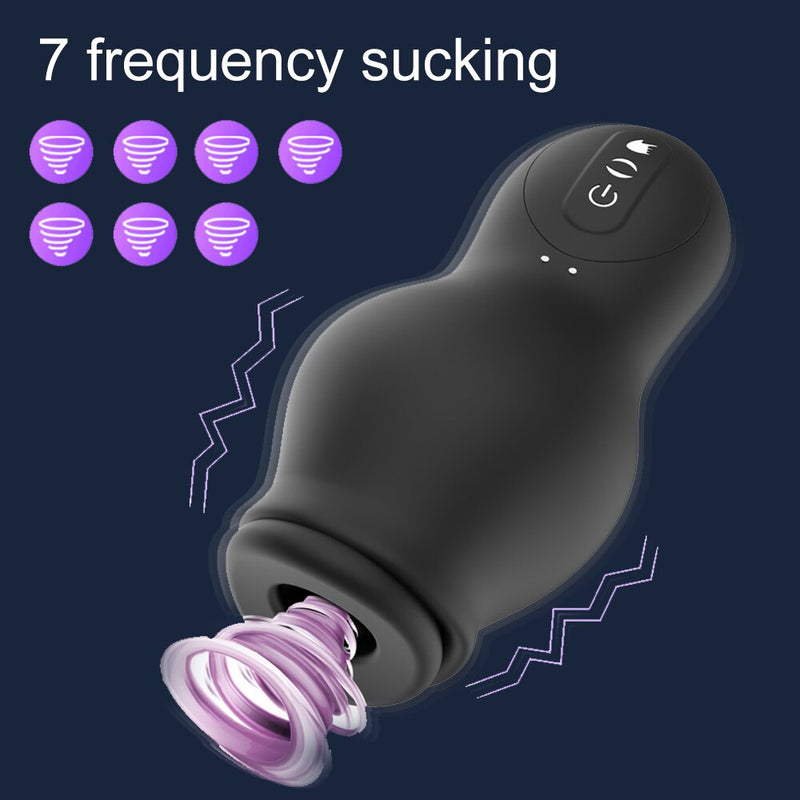 Male Masturbator 7 Speed Sucking Vibration Blowjob Machine Vagina Masturbation Cup