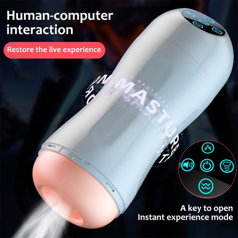 Male Masturbator Vibration Blowjob Sucking Machine Silicone Heating Vagina