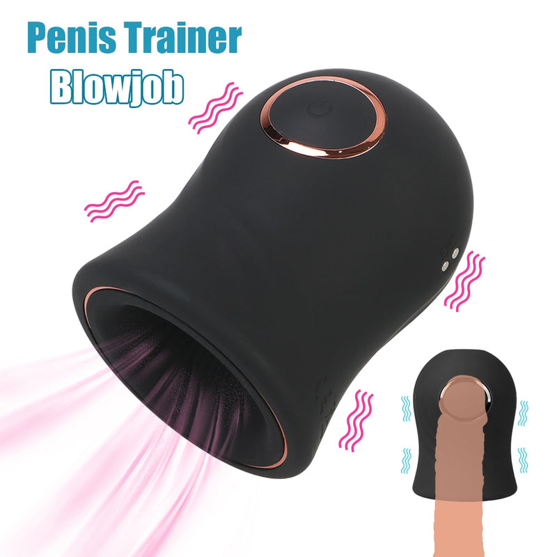 12 Modes Vibrator Magic Massager Oral Blowjob Sex Toys For Men Penis Tranier