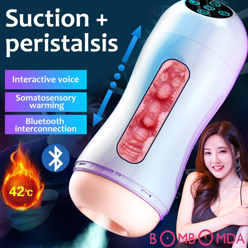 Male Masturbator Vibration Blowjob Sucking Machine Silicone Heating Vagina