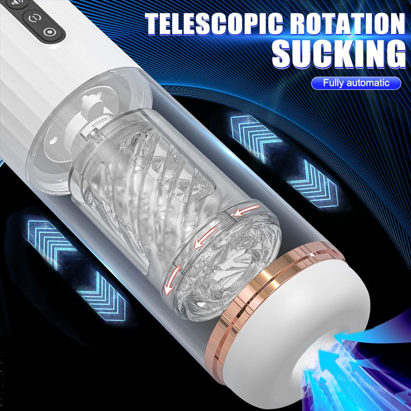 Masturbators for Men Automatic Sucking Telescopic Rotating Real Vagina Pocket Pussy Blowjob
