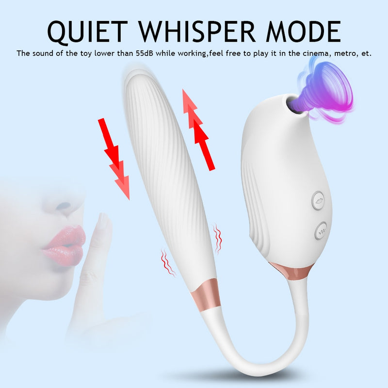 Powerful Clit Sucker Nipple Vibrator Thrusting Dildo Sex Toys For Women Clitoris Stimulator