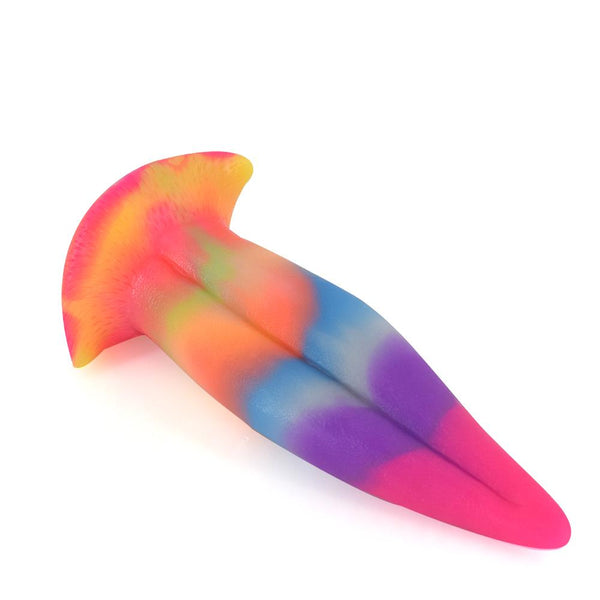 Magic Luminous Tongue Anal Plug Multi Color Silicone Glowing In Dark Dildos With Suction Cup