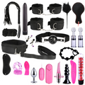 Bondage Set Adults Sex Toys For Women Men Handcuffs Nipple Clamps Whip Spanking Sex Metal Anal Plug Vibrator Butt Bdsm BDSM Kits