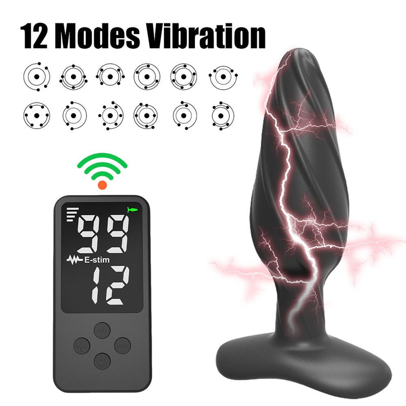 Electric Shock Anal Plug Sex Toys G-Spot Vaginal Massager Wireless Remote Control 12 Modes