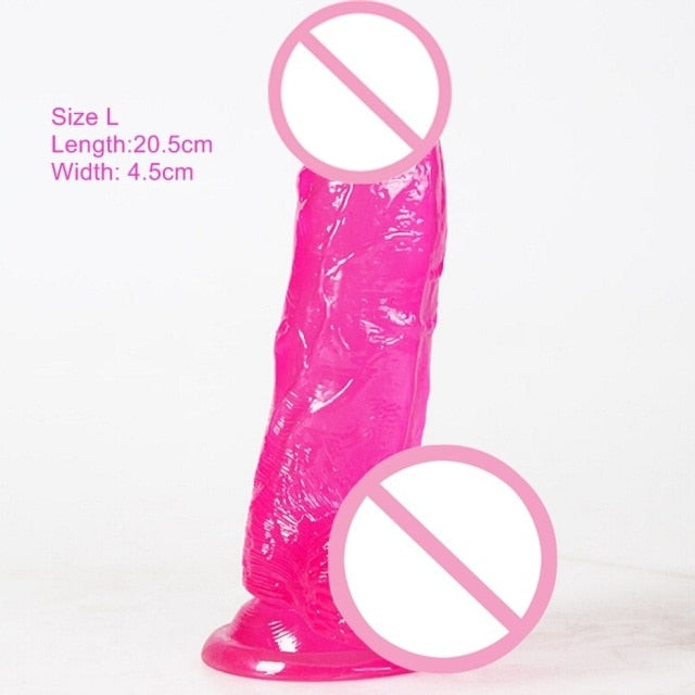 Pink crystal yin dildo adult disc transparent dildo self-priming