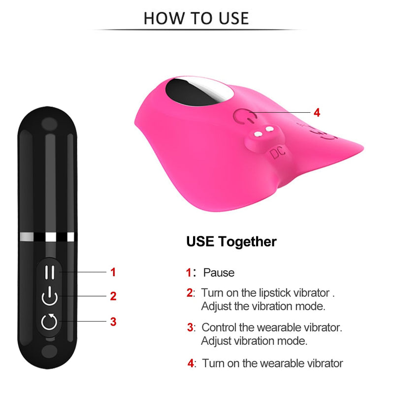 Clitoris Stimulator 2 In 1 Wireless Panty Vibrator Remote Control Lipstick