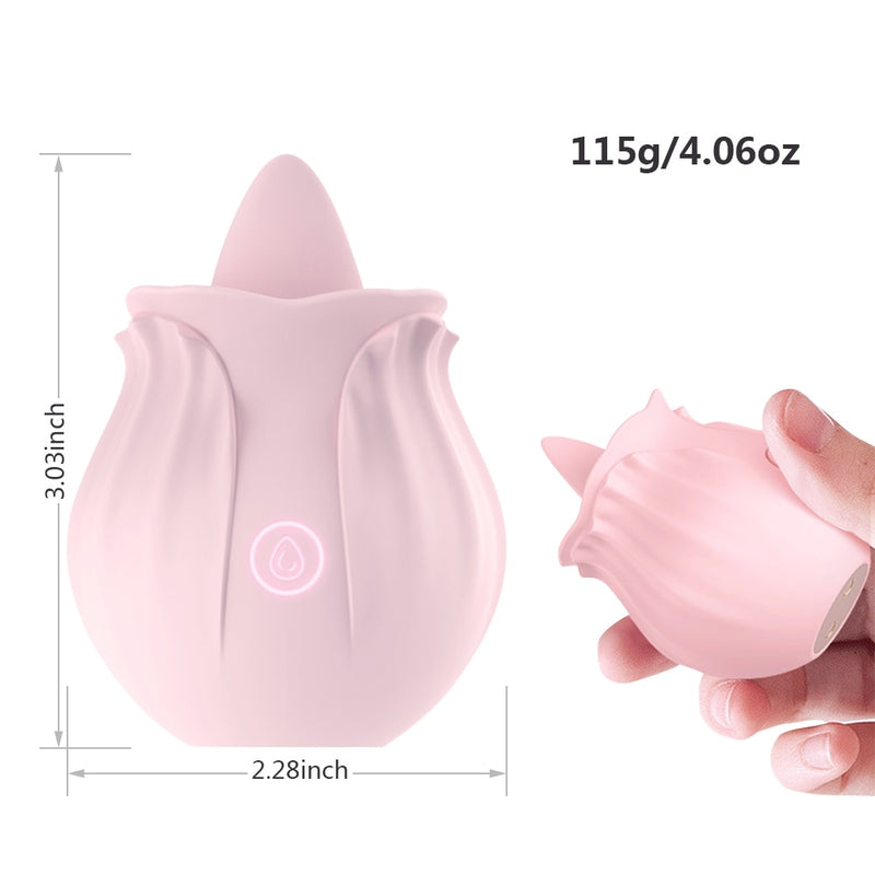 G Spot Rose Clitoris Tongue Stimulator Female Sex Toy Couple USB Magnetic Charging Toy