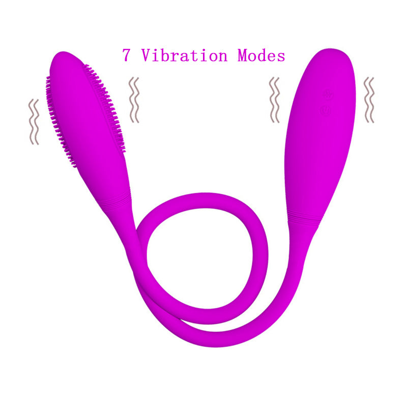 Rechargeable Dual Vibrator 7 Speeds Double Head Jump Egg Bullet Dildo Vibrator