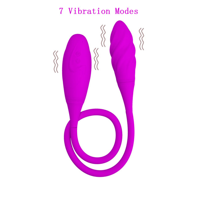 Rechargeable Dual Vibrator 7 Speeds Double Head Jump Egg Bullet Dildo Vibrator