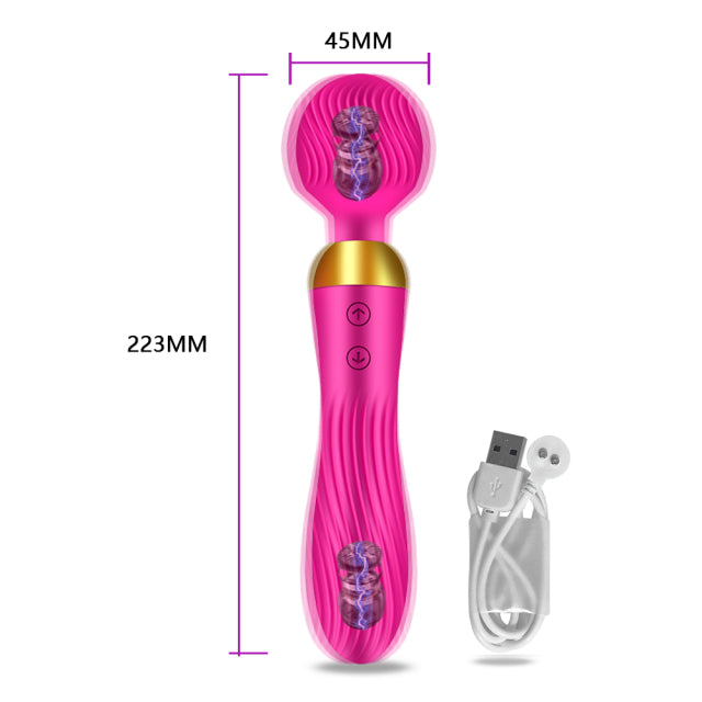 18 Speeds Powerful AV Magic Wand Vibrator for Women G Spot Clitoris Stimulator Dildo Dual Motors Toys