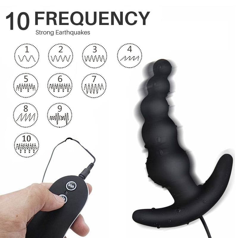 Black Silicone Anal Butt Plug And Clit Vibrator Male Prostate Stimulator Sex Toys