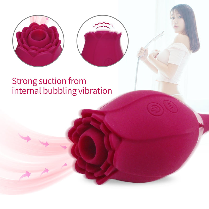 Rose Sucking Vibrator Tongue Licking Pussy Vibrating Nipples Clit Stimulation Female Sex Toys