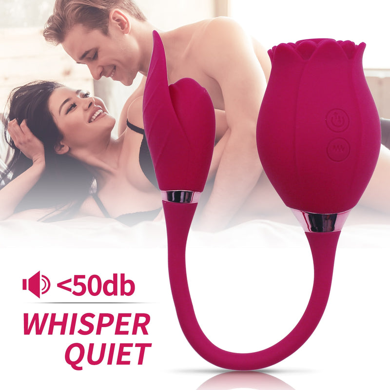 Rose Sucking Vibrator Tongue Licking Pussy Vibrating Nipples Clit Stimulation Female Sex Toys