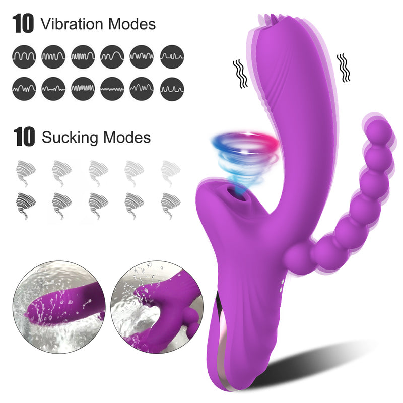 3 In 1 Clit Sucker Vagina Sucking Vibrator Clitoris Stimulator Blowjob Oral Nipple Sex Toys