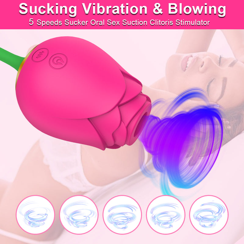 Powerful Rose Clit Sucker Vibrators Female for Women Clitoris Stimulator